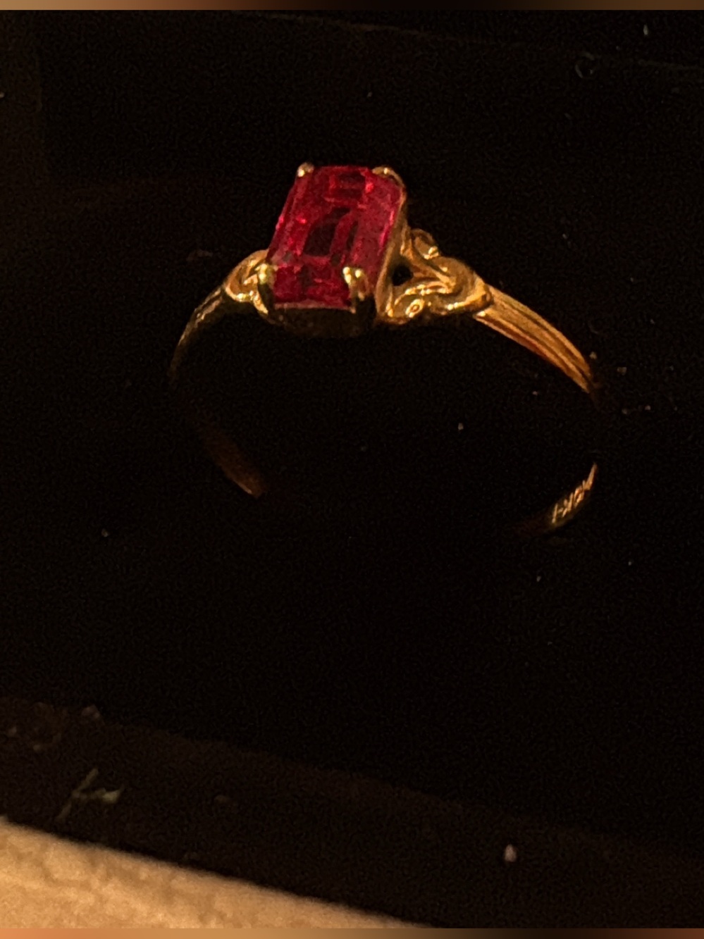 10k Gold Ring with July birthstone Rectangular Gemstone